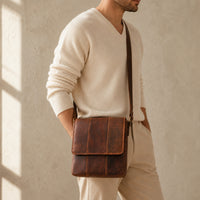 K&Co. Genuine Leather Small Satchel Bag - COGNAC