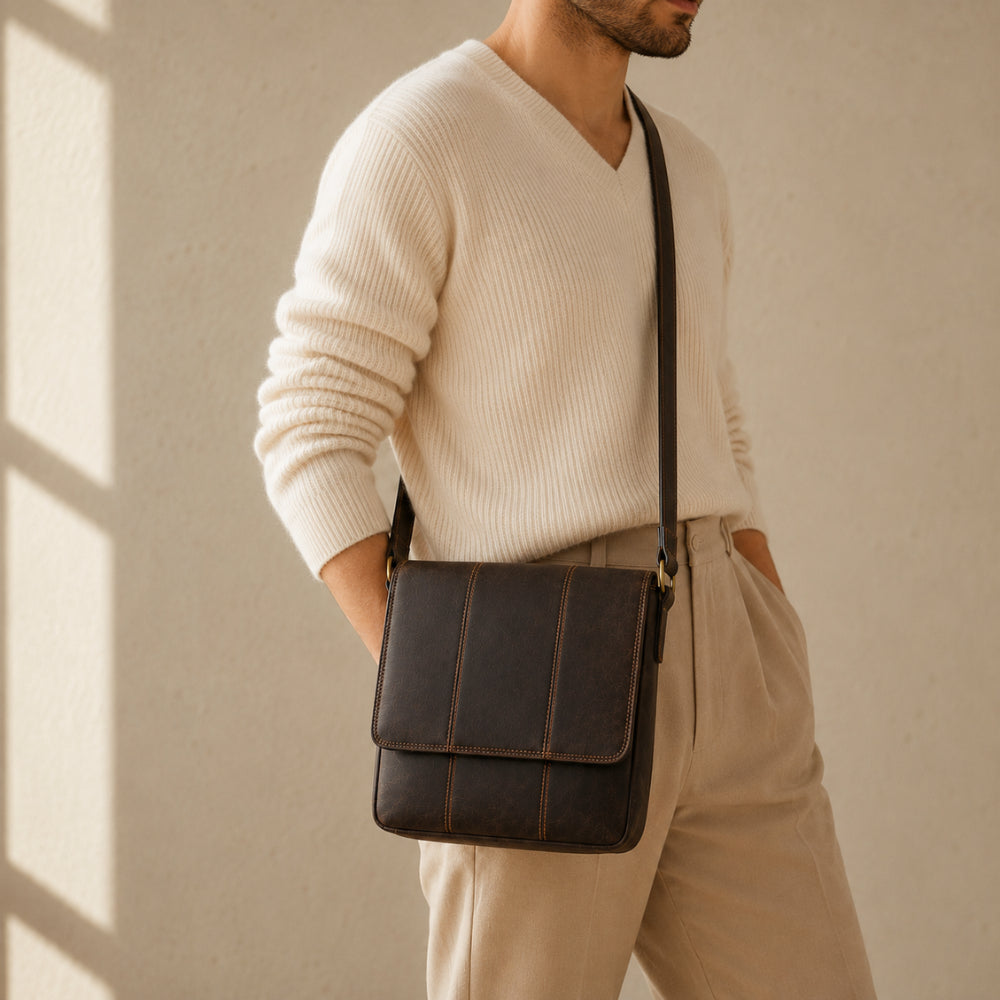 K&Co. Genuine Leather Small Satchel Bag - ESPRESSO