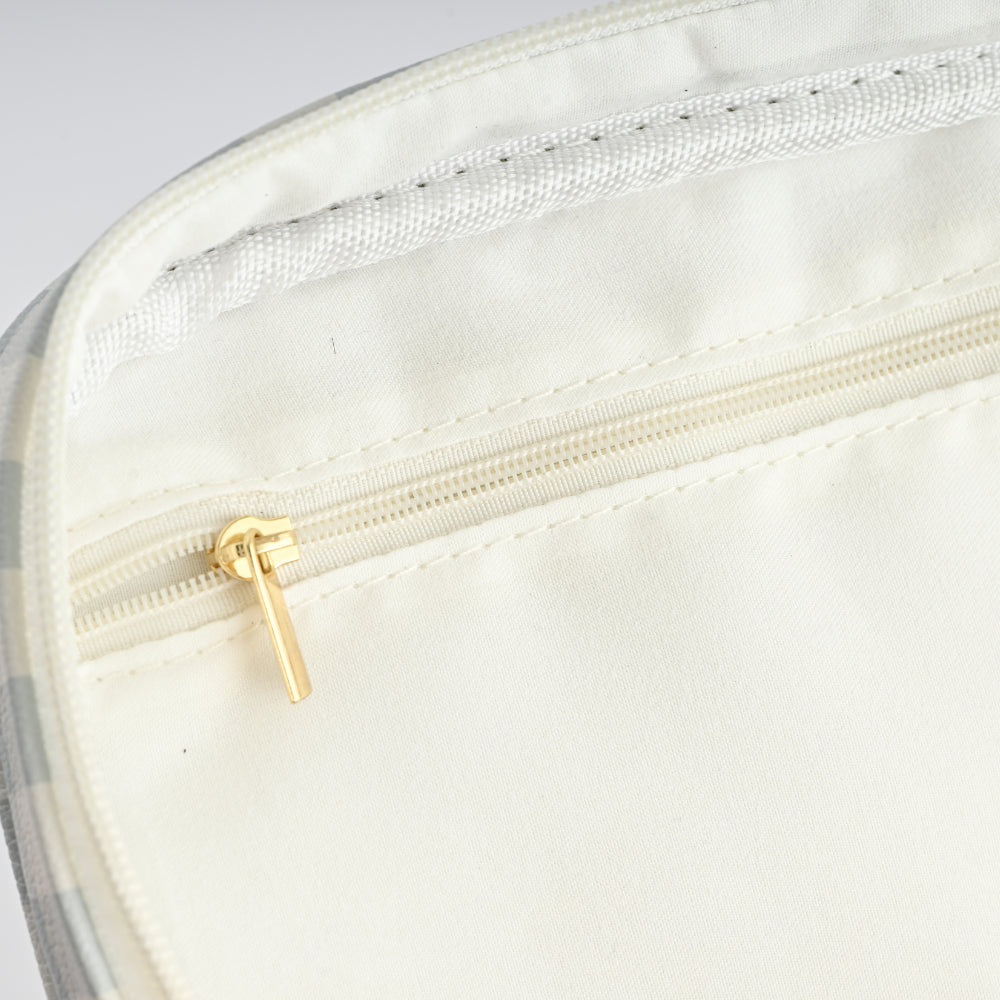 Printed Faux Leather Toiletry Bag - GINGHAM