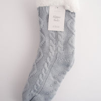 Kaiser Slipper Socks - DUCK EGG CABLE
