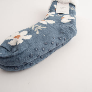 Kaiser Slipper Socks - NAVY FLOWER