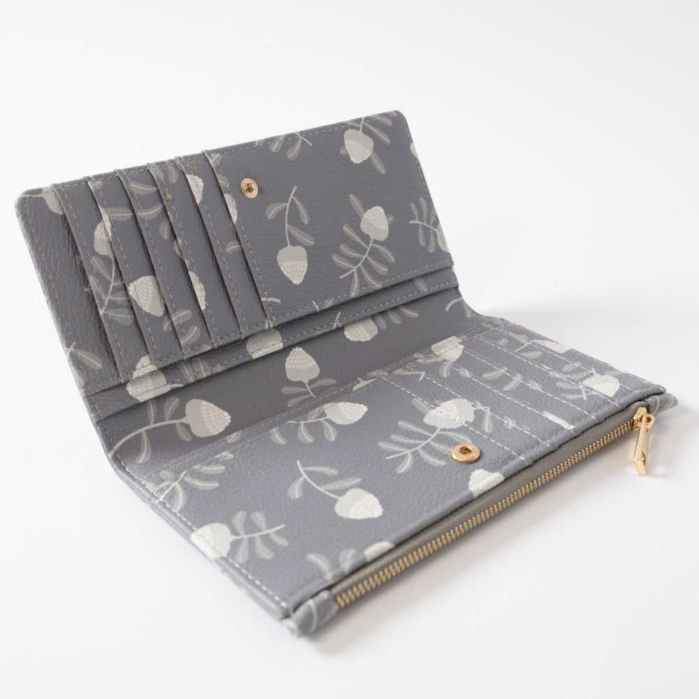 Kaiser Faux Leather Purse - Grey Waratah