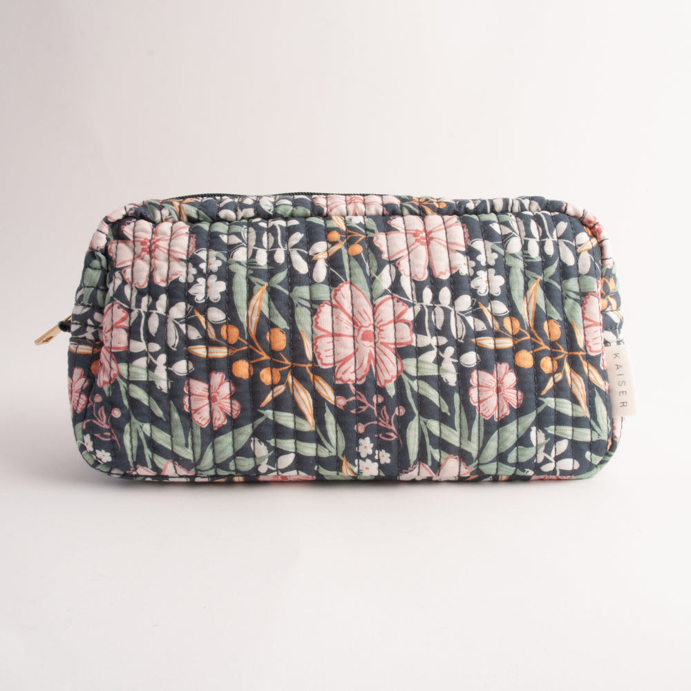 Quilted Accessories Bag - NAVY BLOOM