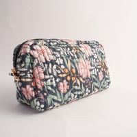 Quilted Accessories Bag - NAVY BLOOM