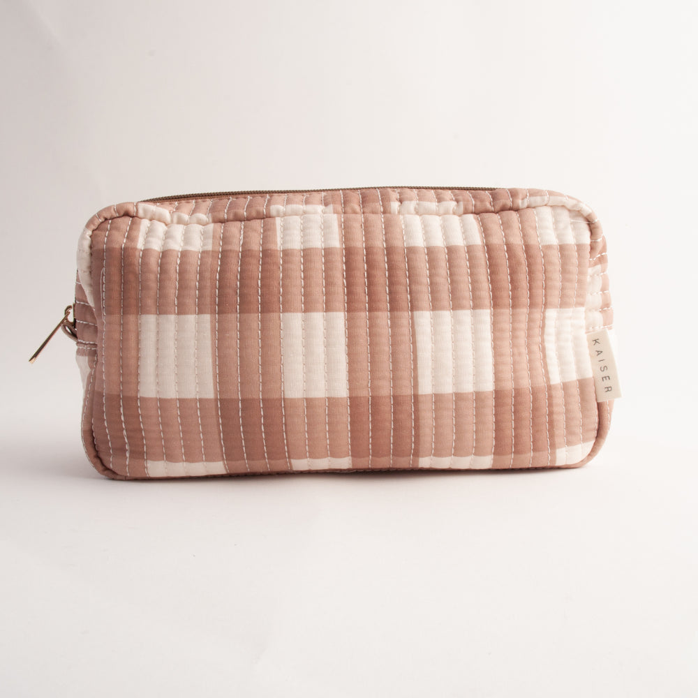 Quilted Accessories Large Bag - CAMEL GINGHAM