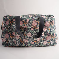 Quilted Overnight Bag - NAVY BLOOM