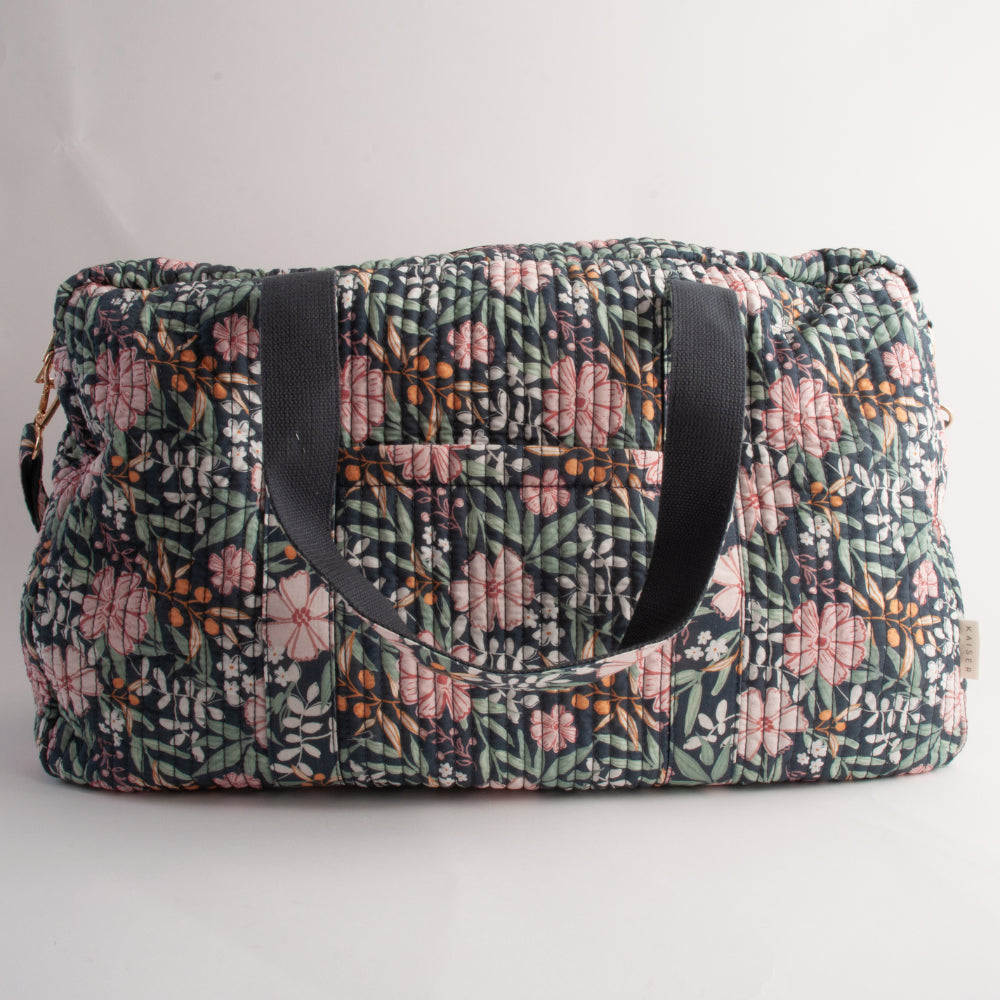 Quilted Overnight Bag - NAVY BLOOM