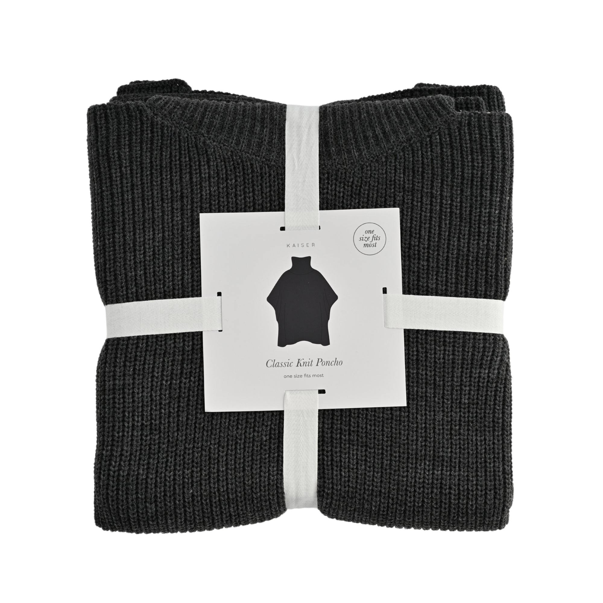 Classic Knit Poncho - CHARCOAL