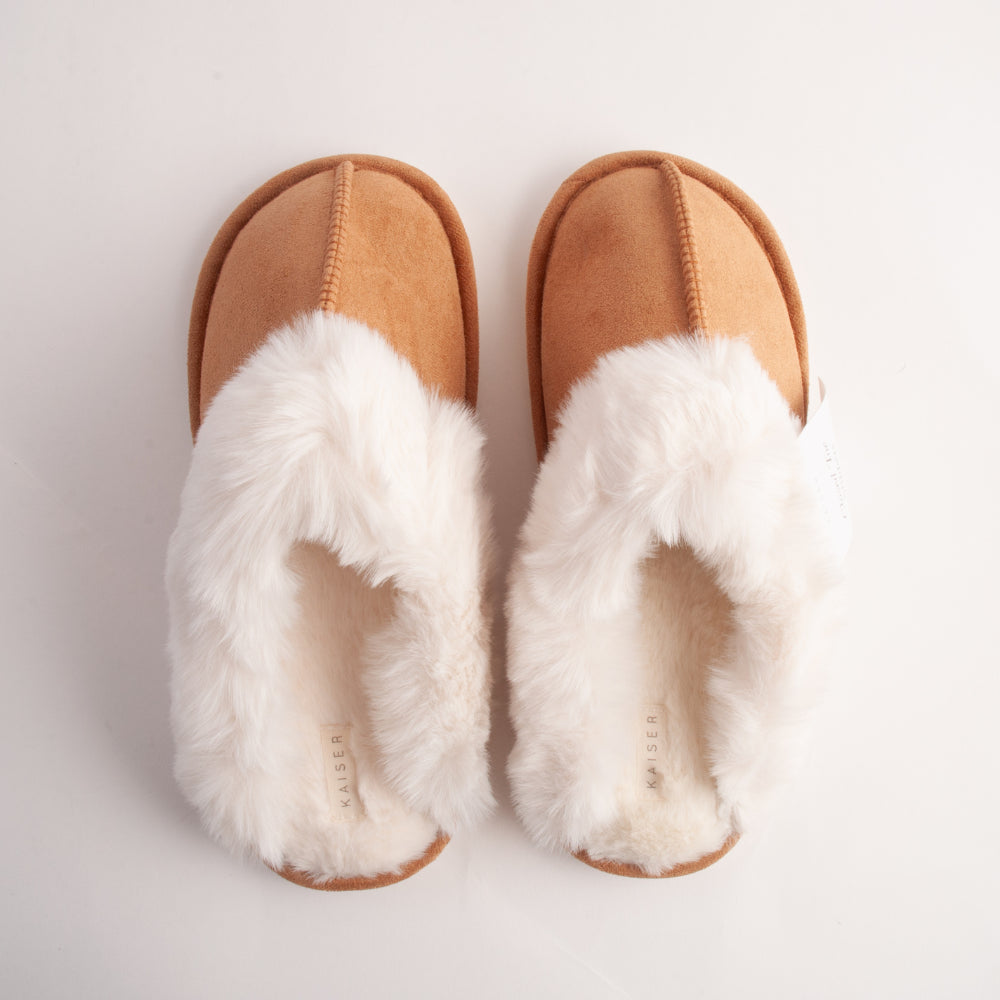 Closed Toe Fluffy slipper - TAN