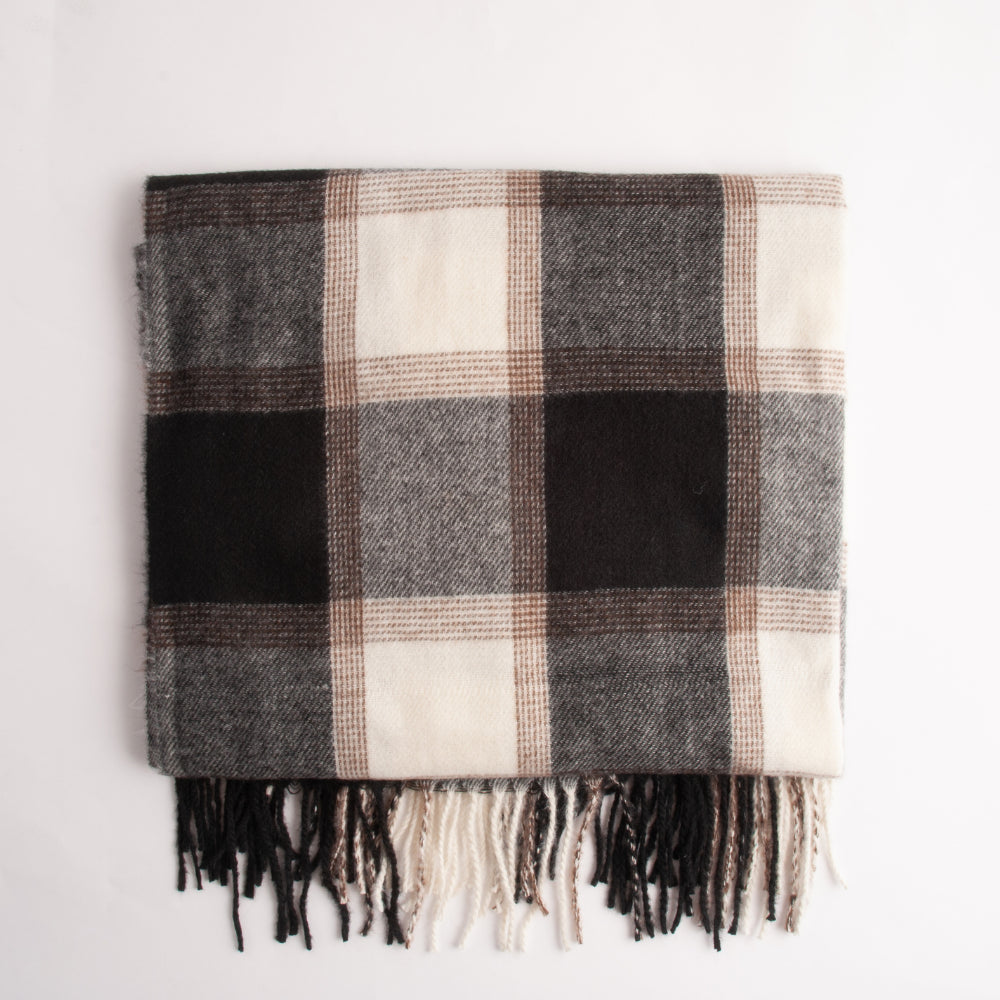 Winter Checked Scarf  - MONOCHROME