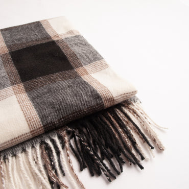Winter Checked Scarf  - MONOCHROME