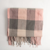 Winter Checked Scarf  - GREY/CREAM/PINK