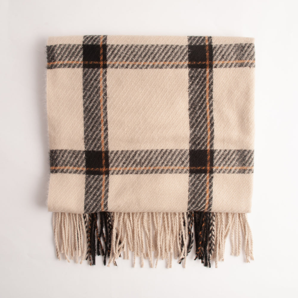 Winter Checked Scarf  - CREAM