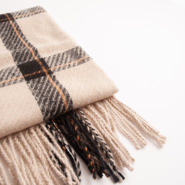 Winter Checked Scarf  - CREAM