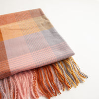 Winter Checked Scarf  - RUST/MUSTARD/PINK