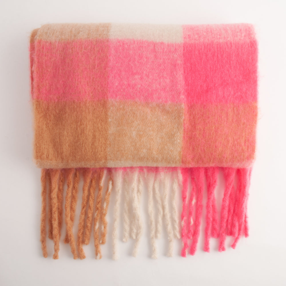 Chunky Scarf  - BRIGHT PINK CHECK