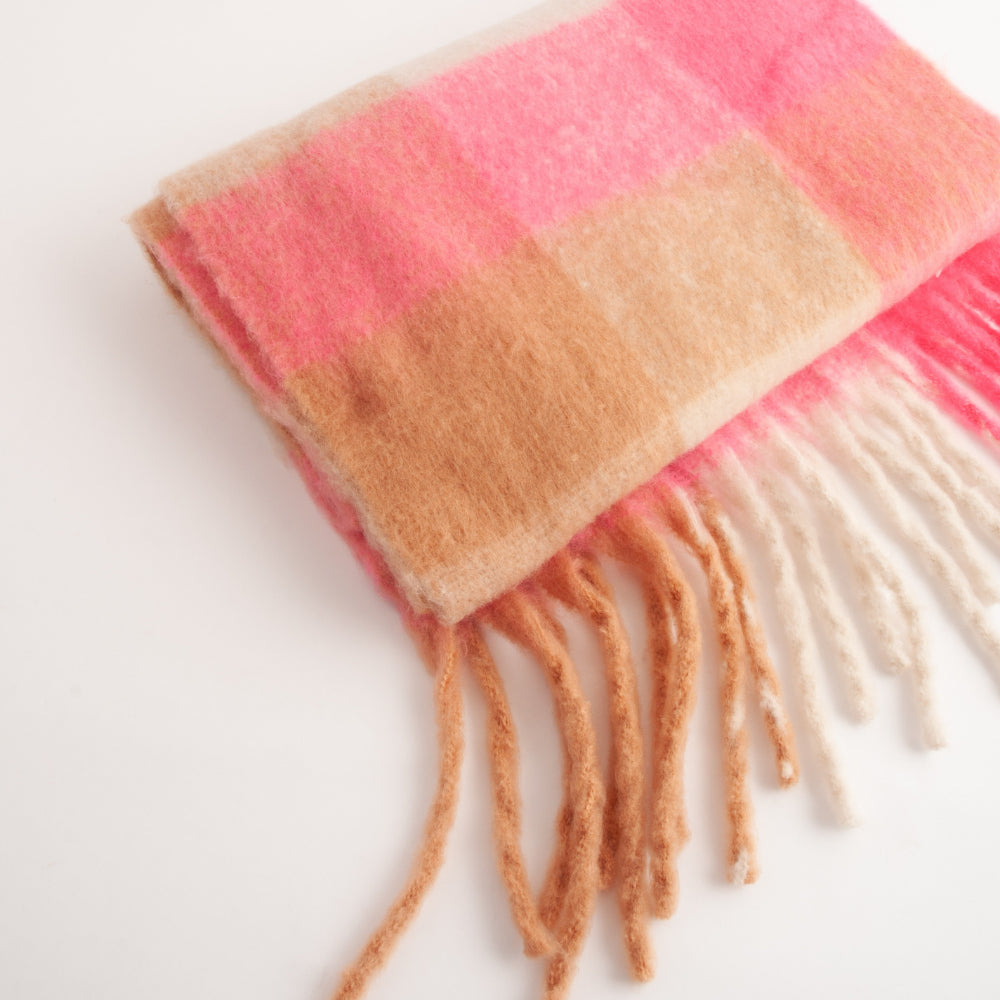 Chunky Scarf  - BRIGHT PINK CHECK