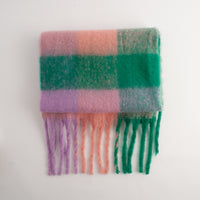 Chunky Scarf  - GREEN/ LILAC CHECK