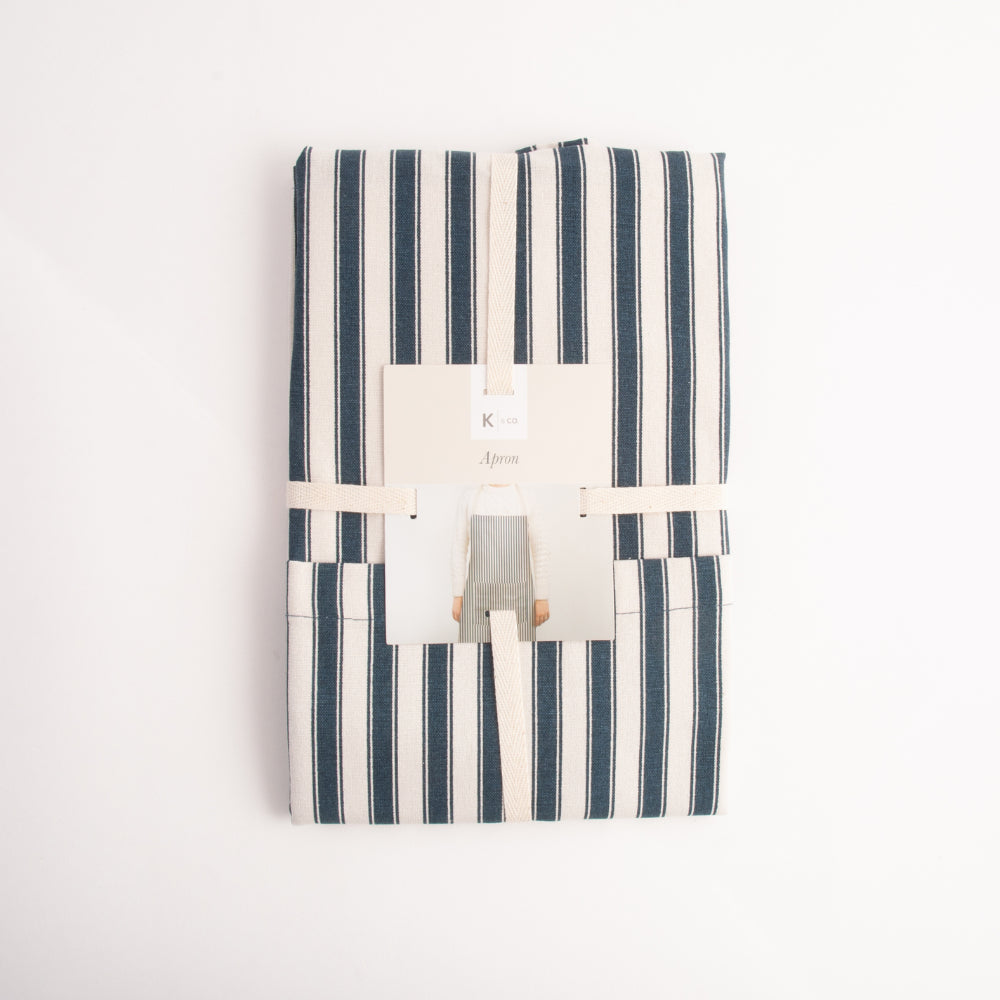 K&Co Home Collection Apron - NAVY PINSTRIPE