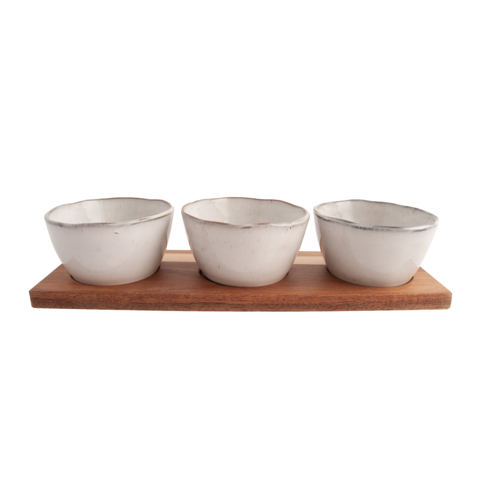 K&Co Ecru Home 3 Bowl Serve Tray