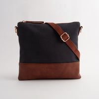 Kaiser Canvas Square Shoulder Bag - NAVY
