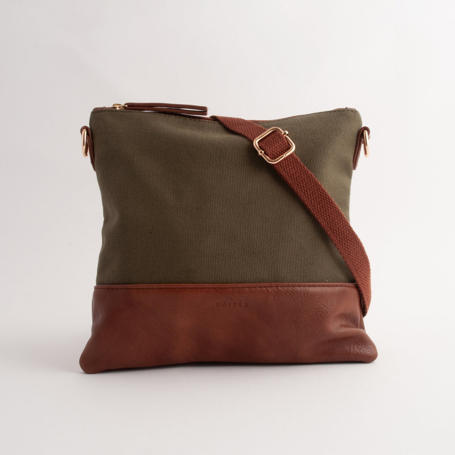 Kaiser Canvas Square Shoulder Bag - KHAKI