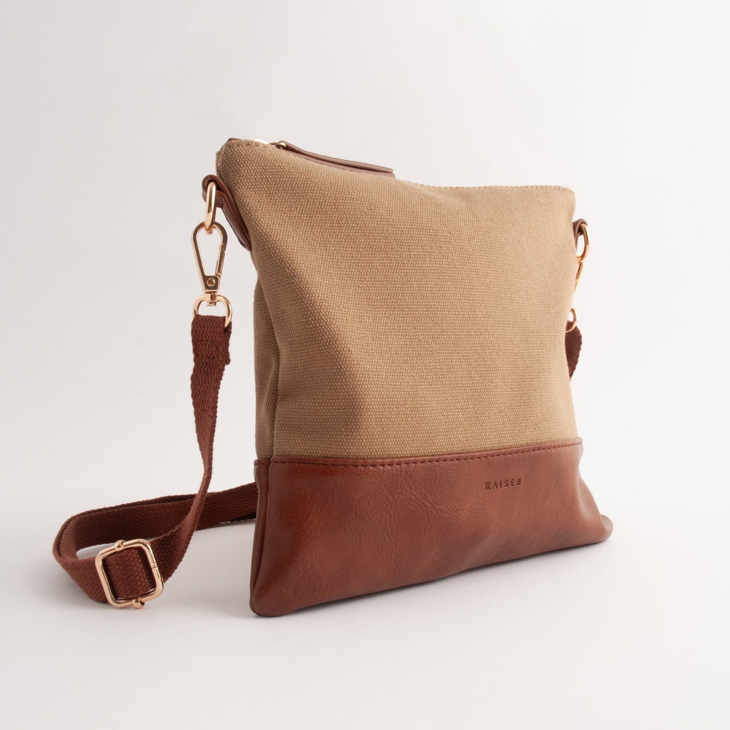 Kaiser Canvas Square Shoulder Bag - MID BROWN