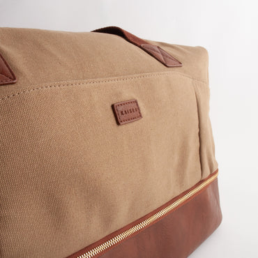 Kaiser Canvas Overnight Travel Bag - MID BROWN