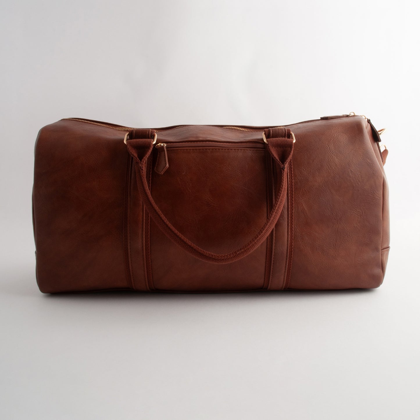 Kaiser Faux Leather Structured Duffle Bag - TAN