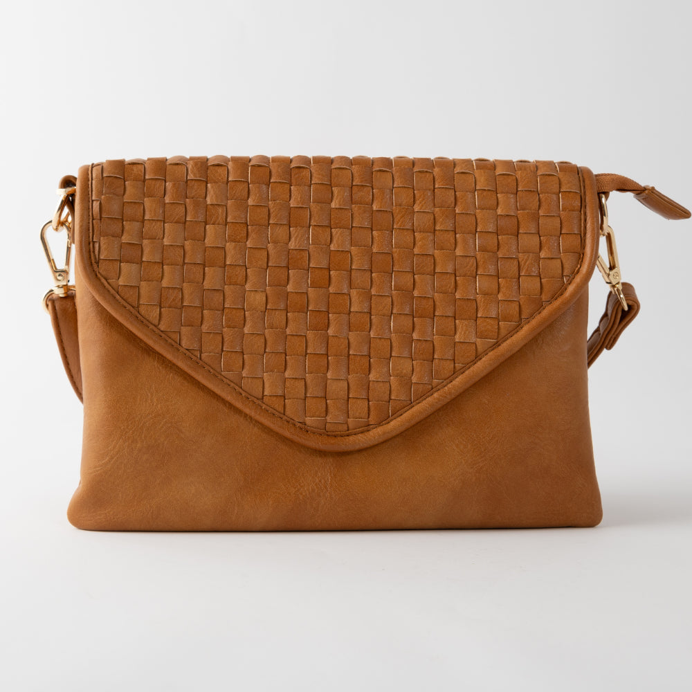 Golden Woven Clutch Bag - TAN