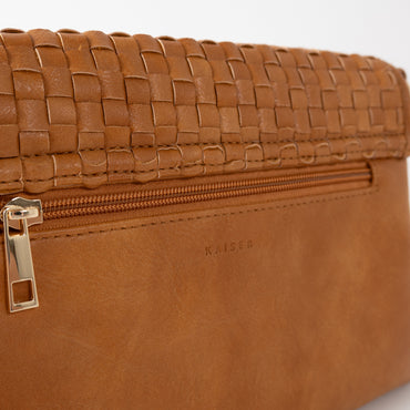 Golden Woven Clutch Bag - TAN