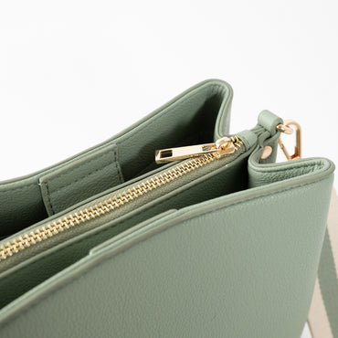 Golden Textured Strap Bucket Bag - SAGE