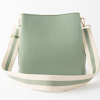 Golden Textured Strap Bucket Bag - SAGE