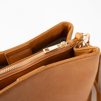Golden Textured Strap Bucket Bag - TAN