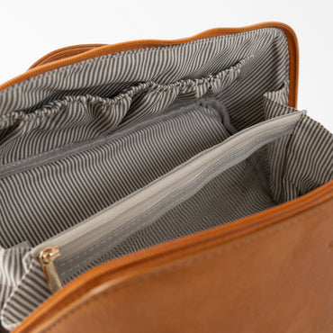Golden PU Flatlay Toiletry Bag - TAN