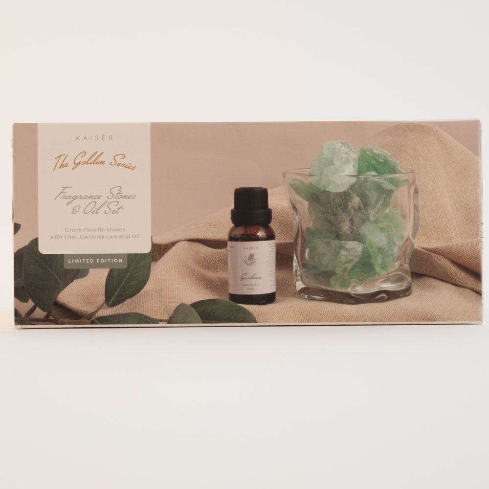 Golden Fragrance Stone & Oil Set - GREEN FLUORITE/GARDINIA