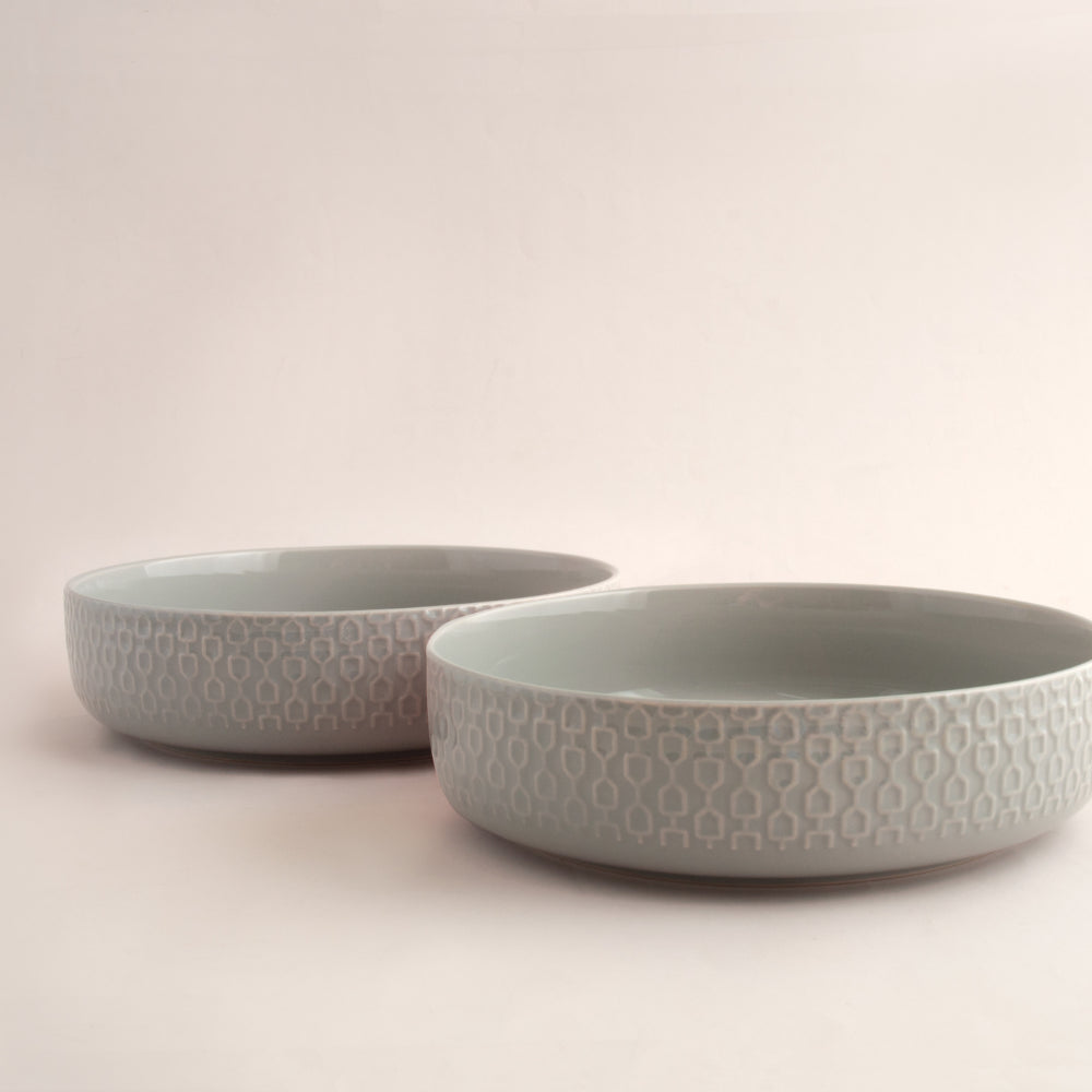 Fleur 2pk Pasta Bowl - GREY TEXTURE