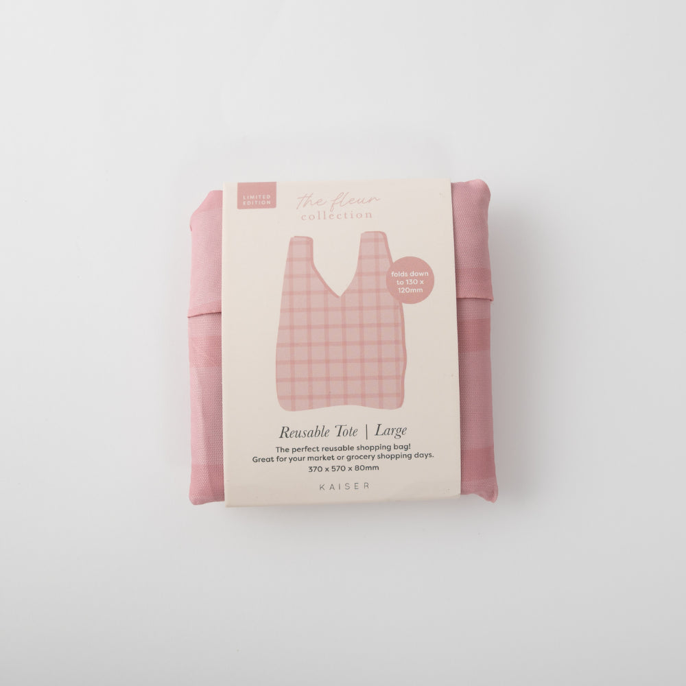 Fleur Large Reusable Tote - BLUSH CHECK
