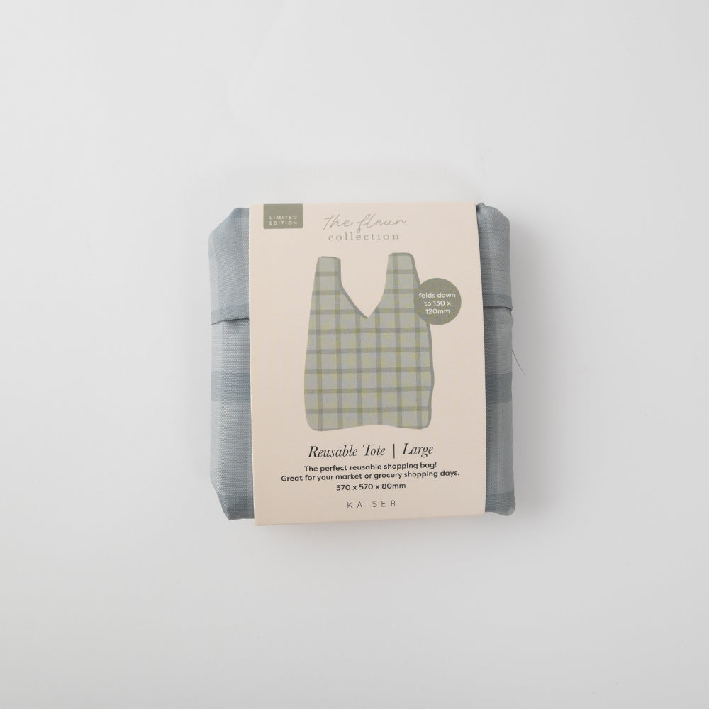 Fleur Large Reusable Tote - SAGE CHECK
