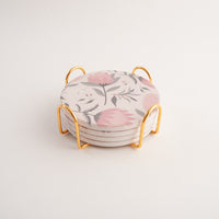 Fleur Round Coaster 4 Set - BLUSH PROTEA