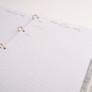 Fleur Recipe Binder - GREY PINSTRIPE