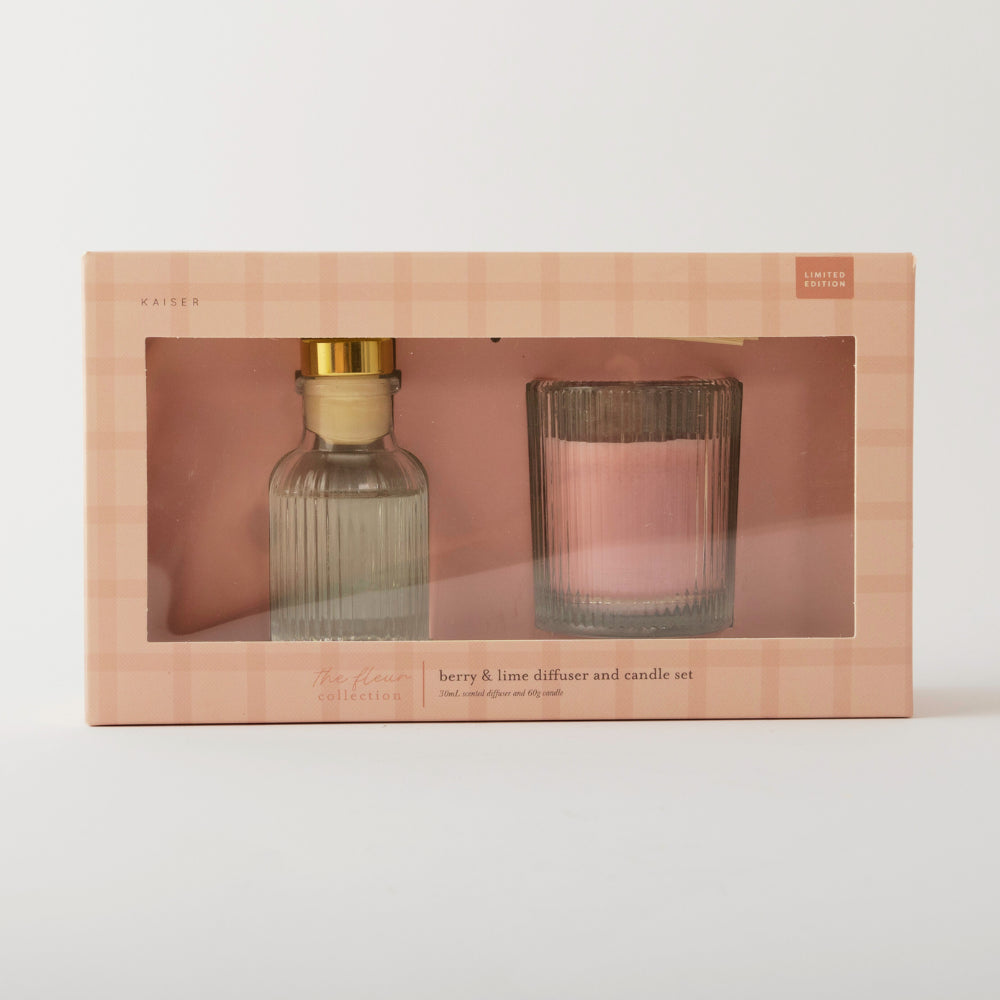 Fleur Diffuser & Candle Set - BERRY & LIME