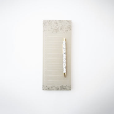 Pepper List Notepad With Pen - Sage Foliage