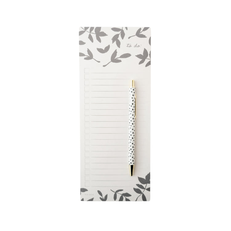 Pepper List Notepad With Pen - Leaf Silhouette