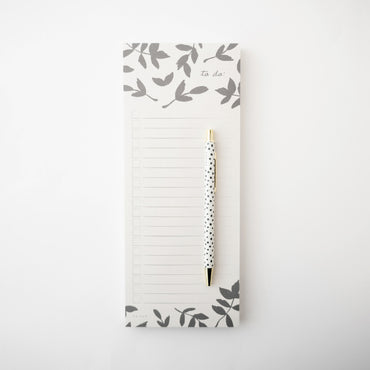 Pepper List Notepad With Pen - Leaf Silhouette
