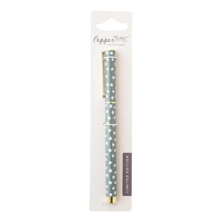 Pepper Printed Pen - Green Polka