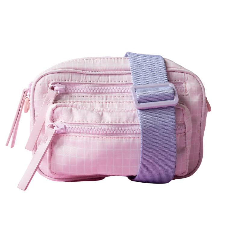 One Of A Kind Crossbody Bag - Pink Grid