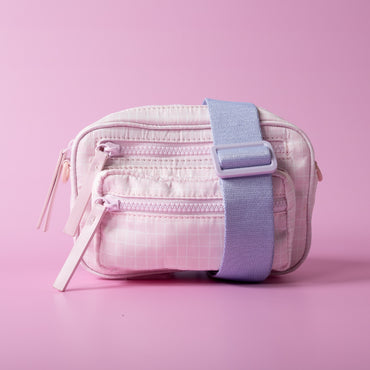 One Of A Kind Crossbody Bag - Pink Grid
