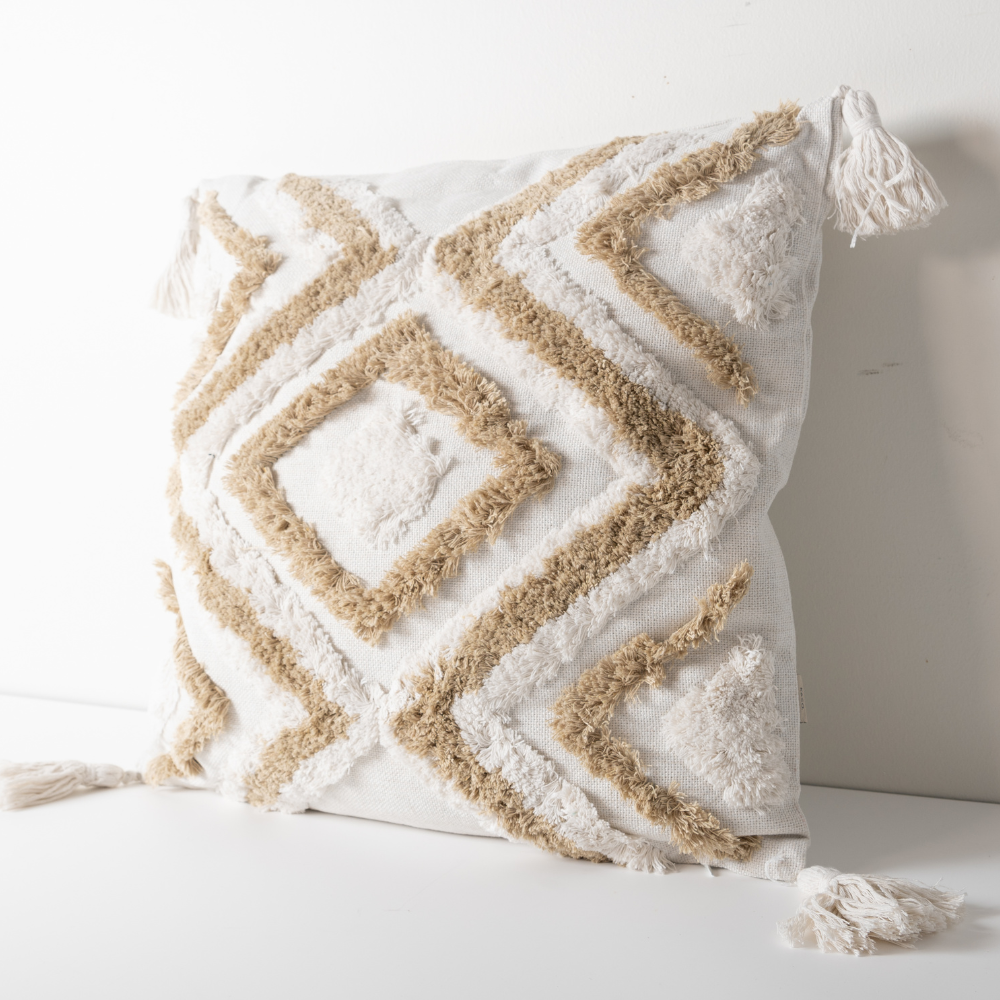 K&Co. Texture Cushion - CREAM & ZIG ZAG