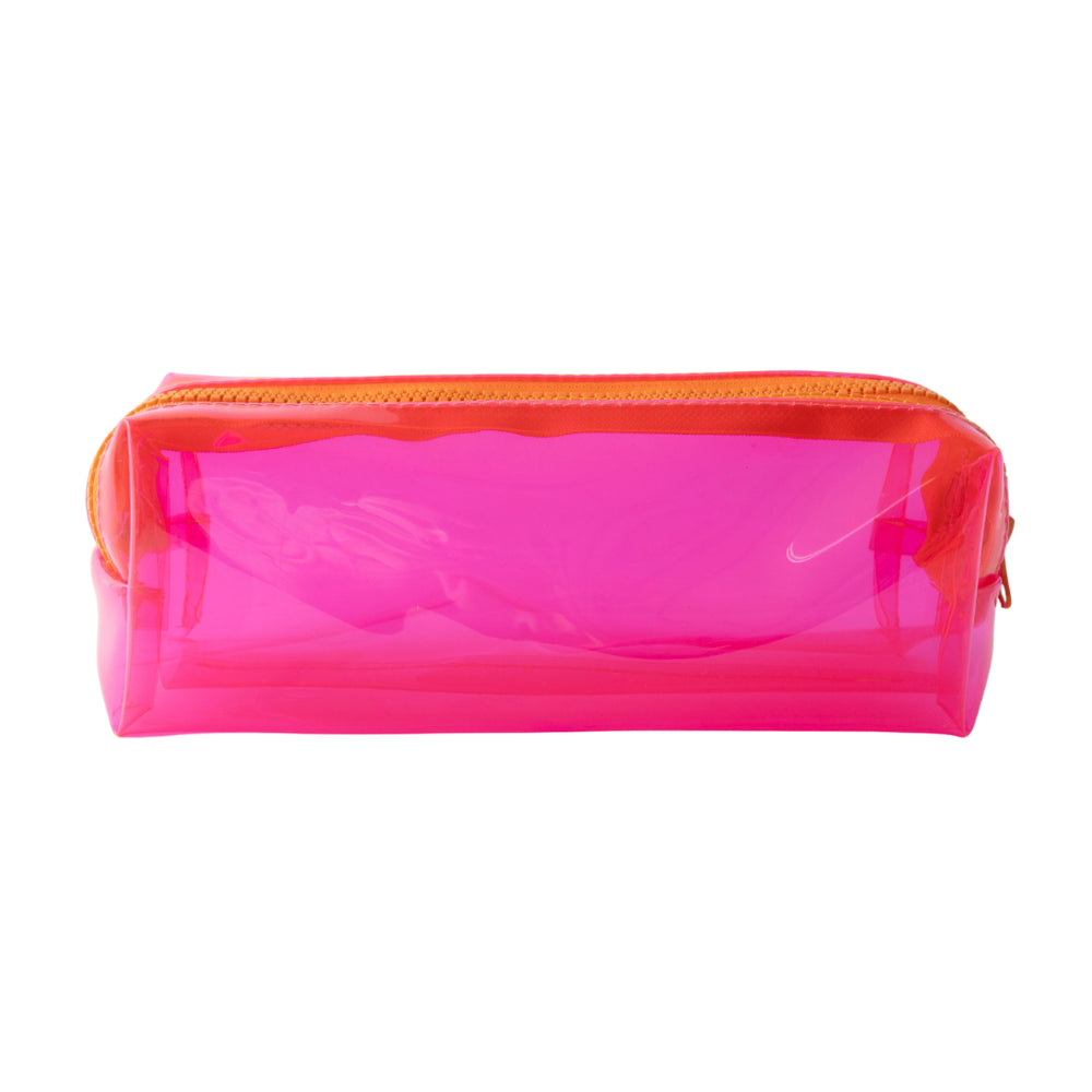 Vivid Collection Clear Double Zip Pencil Case - PINK